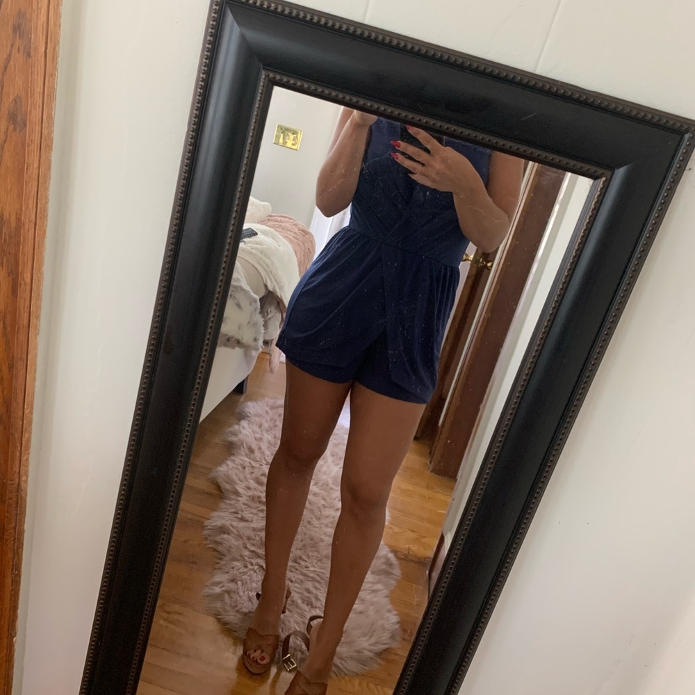 BCBG blue shorts romper
